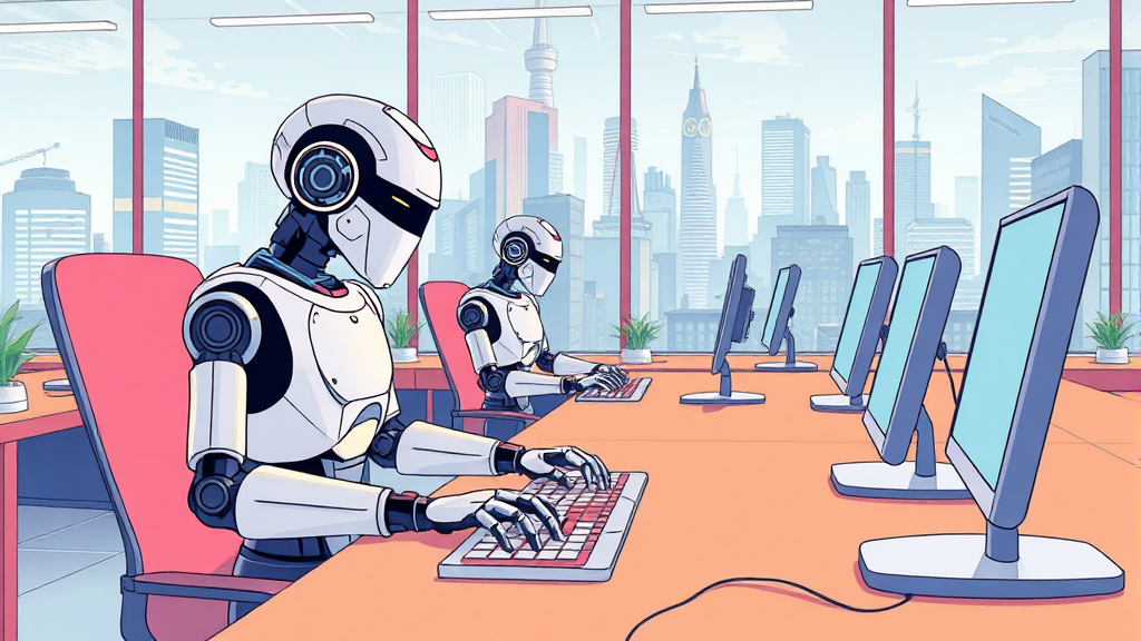 AI로 인한 고용 시장 변화와 대응 방안 (illustration 스타일)