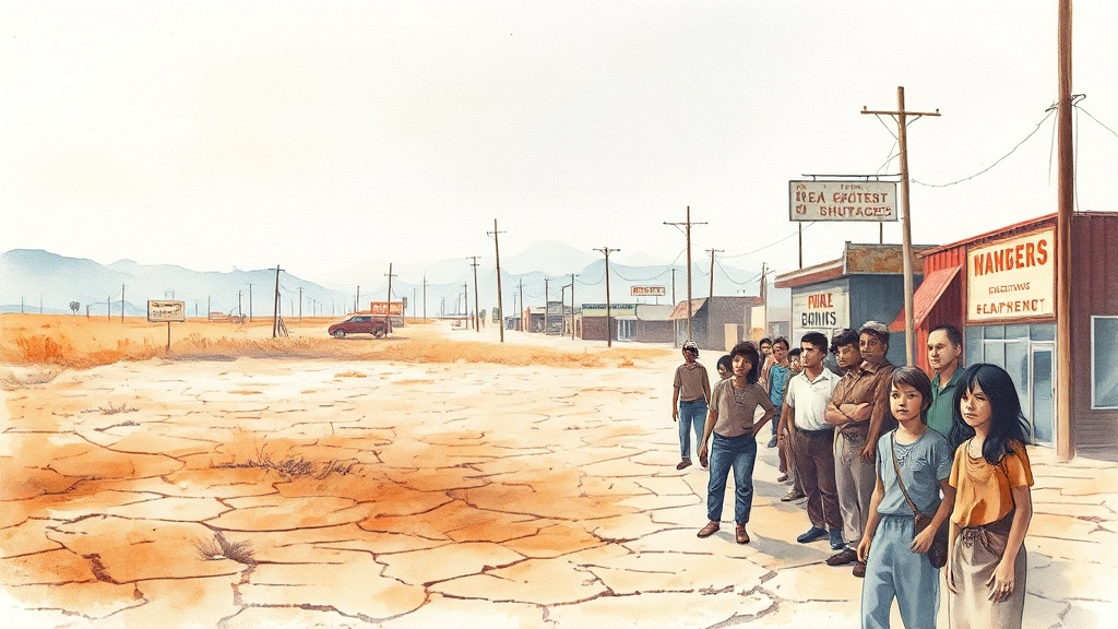 가뭄, 시민 생활에 어떤 영향을 미치나? (watercolor 스타일)