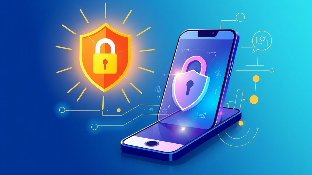 모바일 보안 및 개인정보 보호 강화 (illustration 스타일)