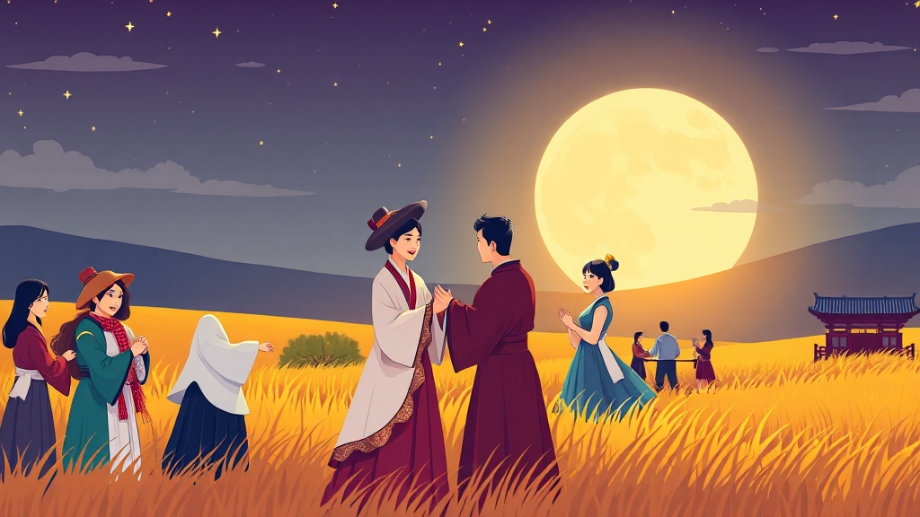 격식 있는 추석 인사말 (cartoon 스타일)