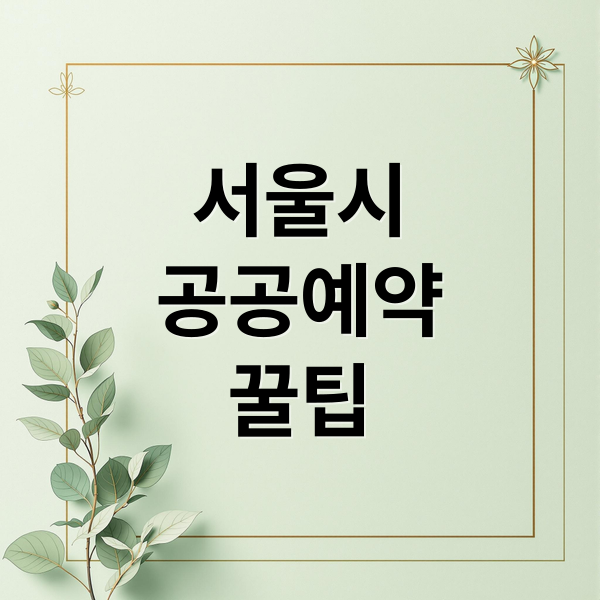 서울시
공공예약
꿀팁 (서울시 공공서비스예약)