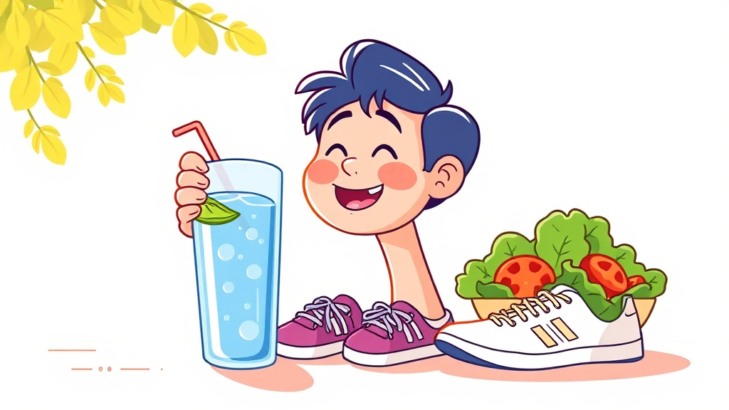 장 건강을 위한 생활 팁 (illustration 스타일)