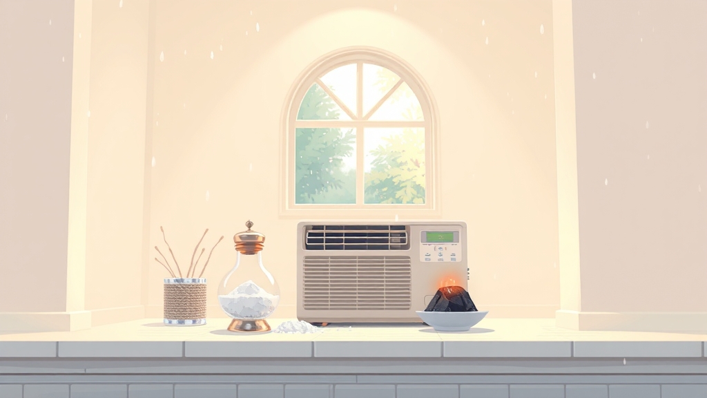 장마철, 실내 습도 어떻게 관리할까? (illustration 스타일)