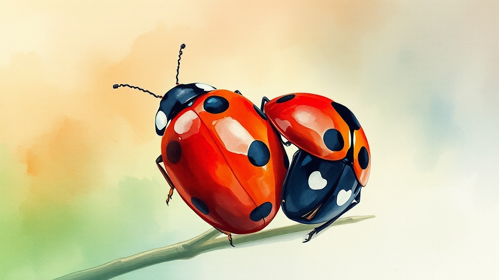 러브버그 vs 무당벌레, 뭐가 다를까? (watercolor 스타일)