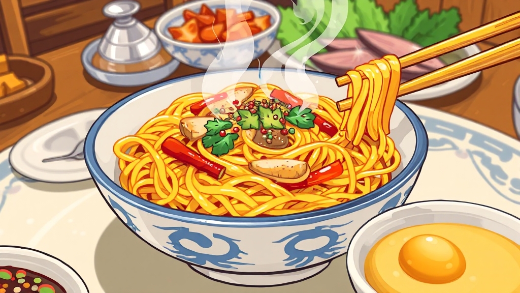 잡채 양념 황금비율 (cartoon 스타일)