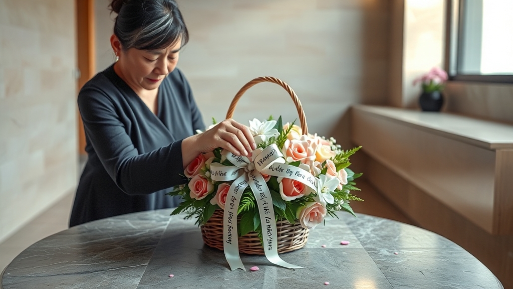 칠곡경대병원 장례식장 화환 배달 후 확인 사항 (realistic 스타일)