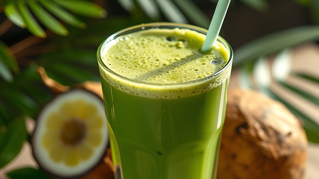 코코말차 영양 정보 및 칼로리 (realistic 스타일)