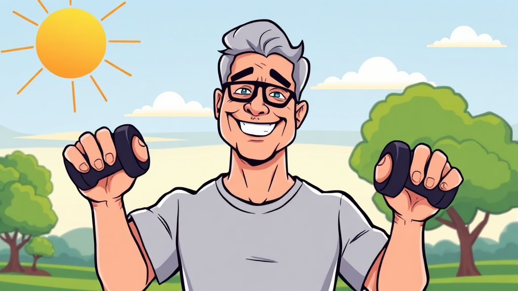 남성 갱년기 극복 생활 습관 (cartoon 스타일)