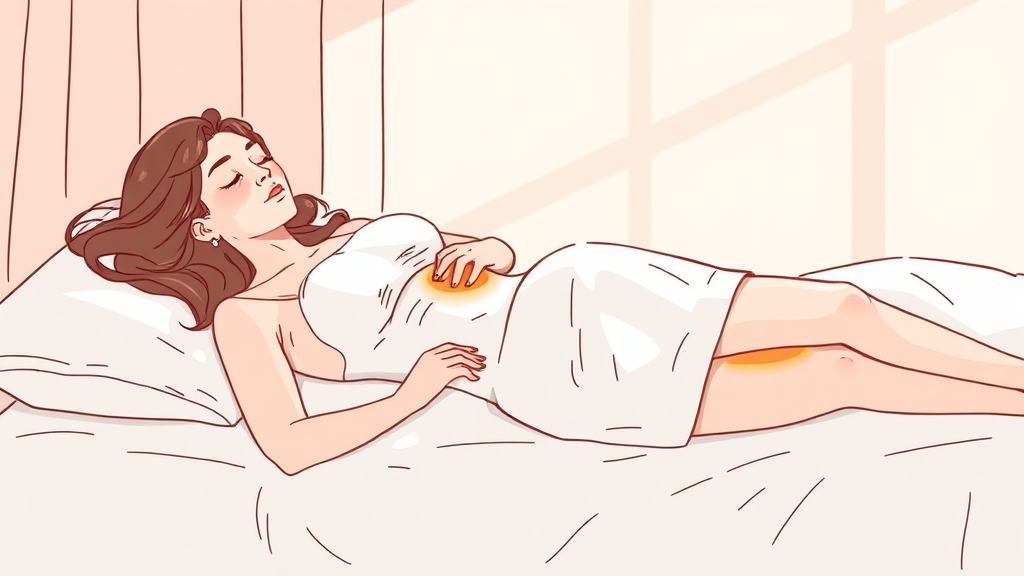 허리 통증 완화 찜질 효과 (illustration 스타일)