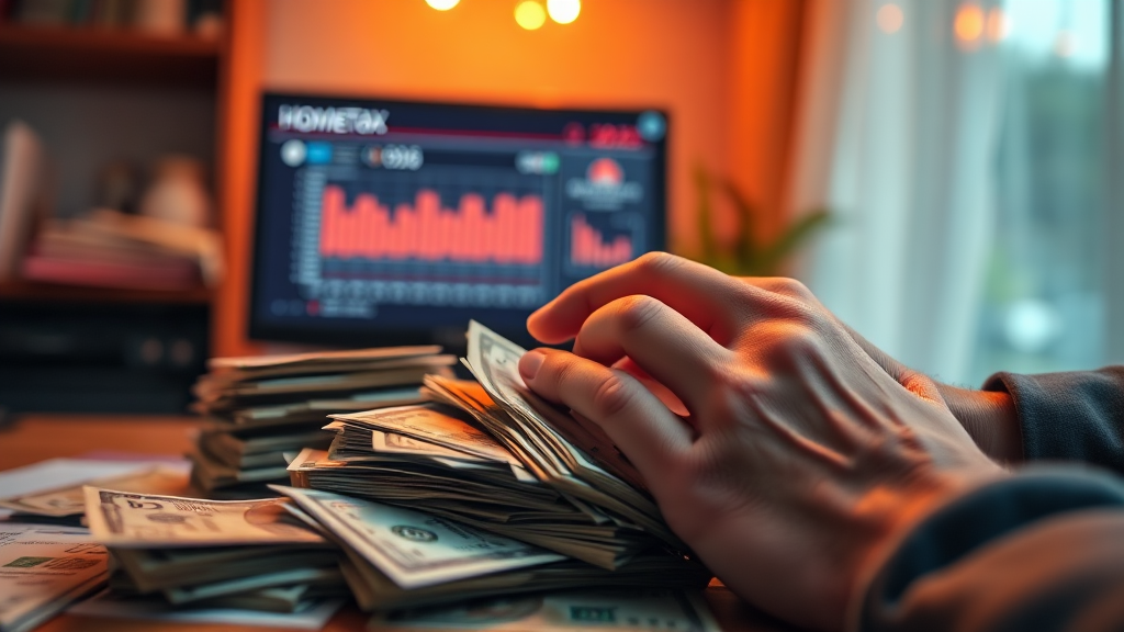 홈택스 연말정산 방법 및 미리보기 활용 (realistic 스타일)