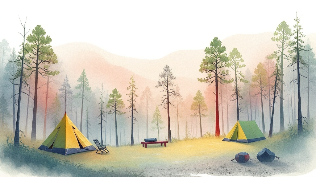 캠핑 후기 및 추천 사이트 (watercolor 스타일)