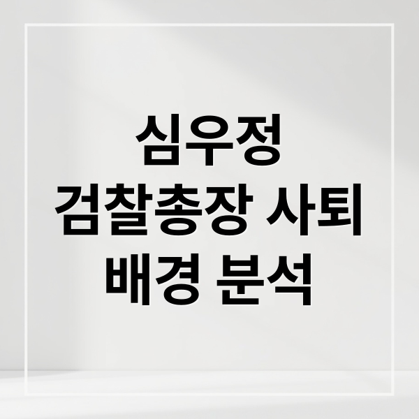 심우정
검찰총장 사퇴
배경 분석 (심우정 검찰총장 사퇴 배경)