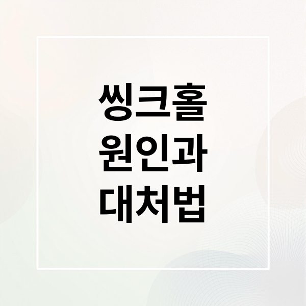 씽크홀
원인과
대처법 (씽크홀 원인 대처방법)