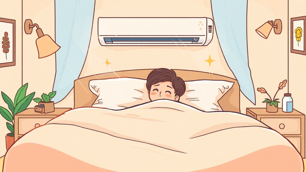 쾌적 모드로 실내 온도·습도 최적화 (cartoon 스타일)