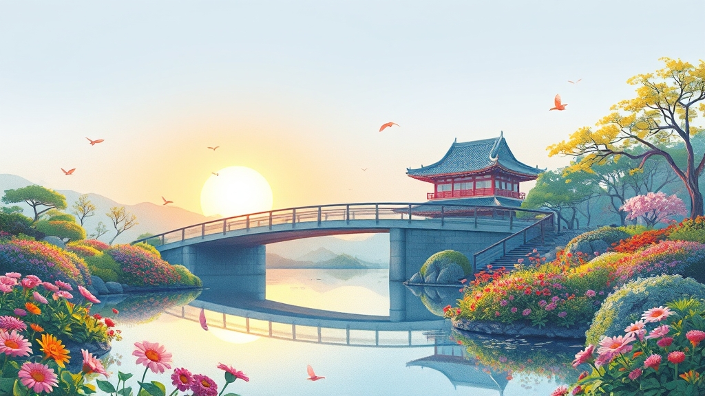 순천만 국가정원: 세계적인 아름다움 (illustration 스타일)