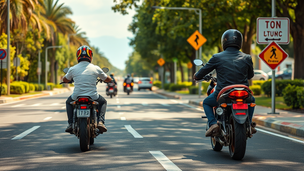 이륜차 운행 시 반드시 지켜야 할 규칙 (realistic 스타일)