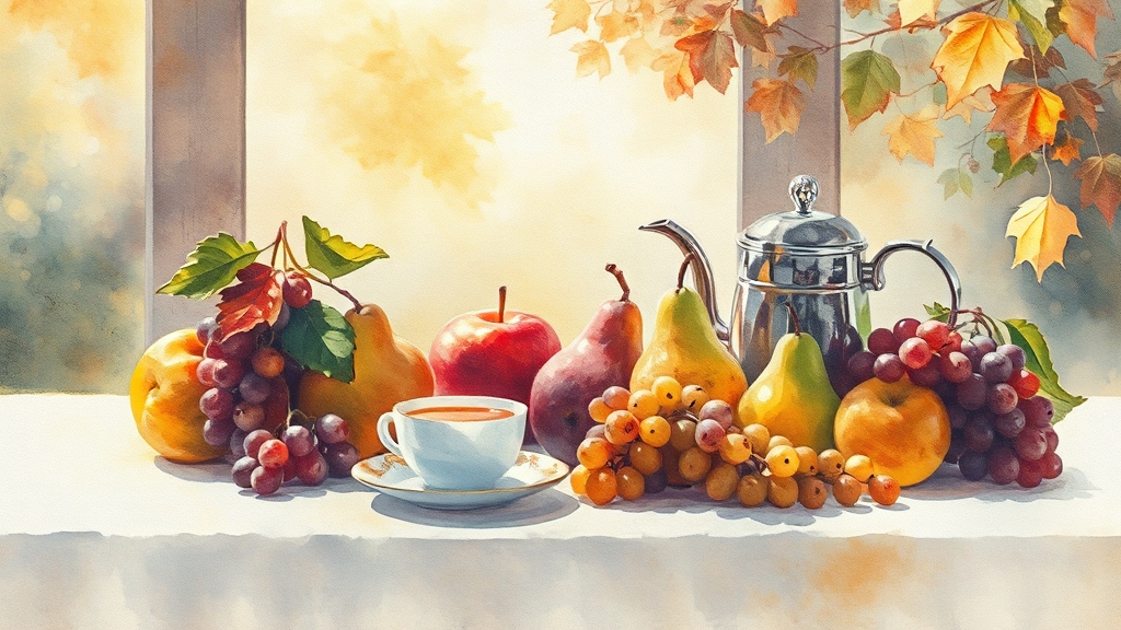 처서와 건강: 좋은 음식, 관리법 (watercolor 스타일)