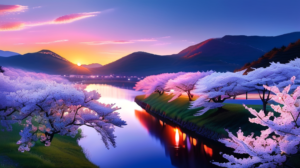 연화지 벚꽃 명소 탐방: 낮과 밤의 아름다움 (realistic 스타일)