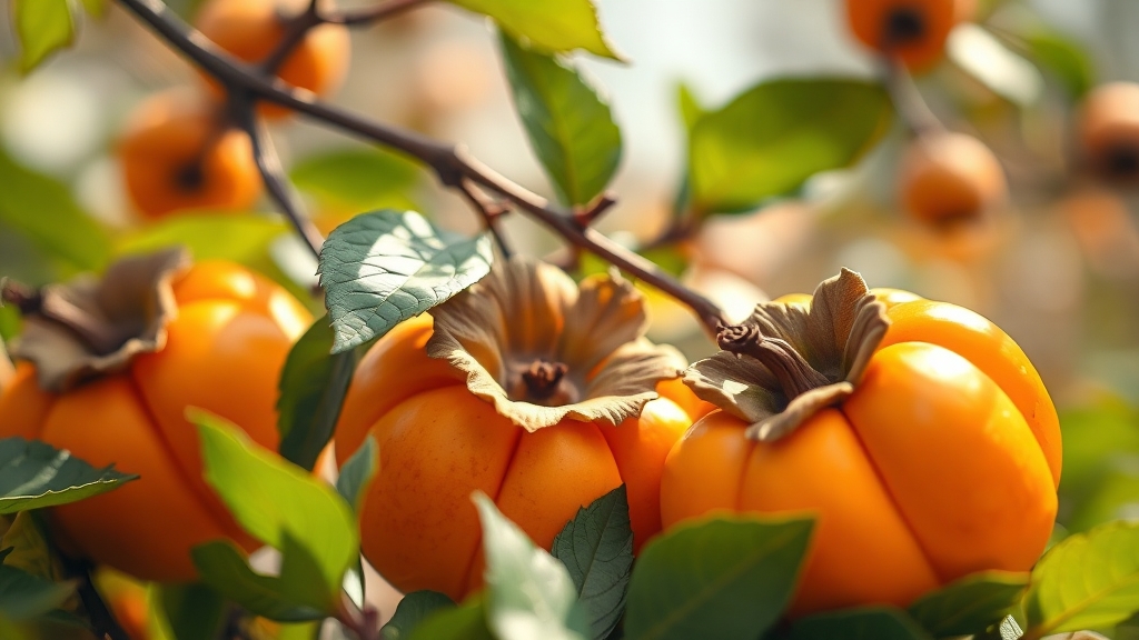 단감 주요 영양 성분 (realistic 스타일)