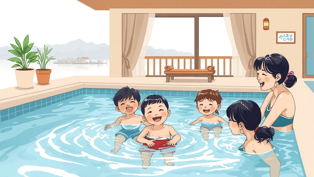 가족 여행객 추천 숙소 (illustration 스타일)