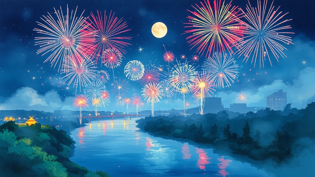불빛축제, 그 시작과 현재 (watercolor 스타일)