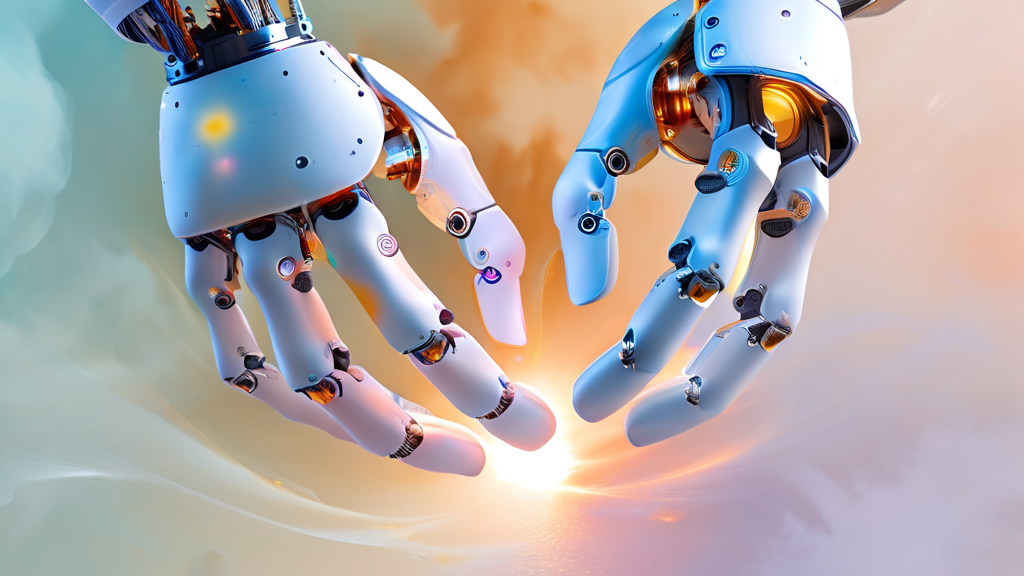 로봇 핸드의 중요성: 스마트 팩토리 자동화의 미래 (watercolor 스타일)