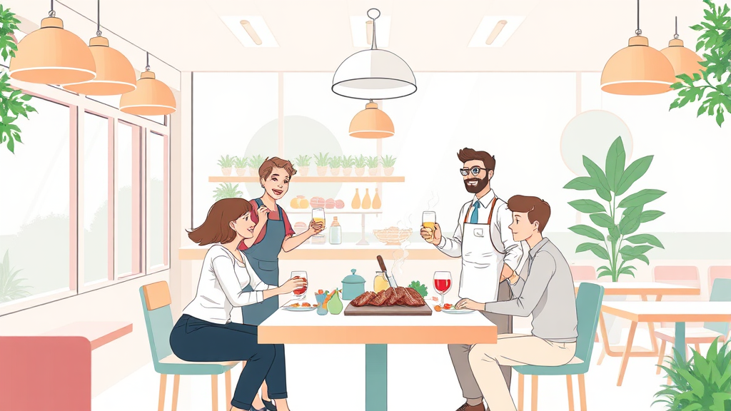 넓고 편안한 매장 분위기 (illustration 스타일)