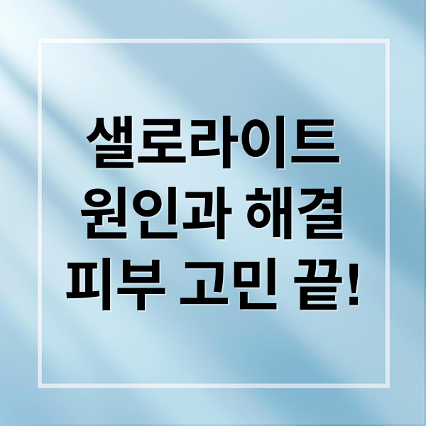 샐로라이트
원인과 해결
피부 고민 끝! (샐로라이트 증상 치료법)