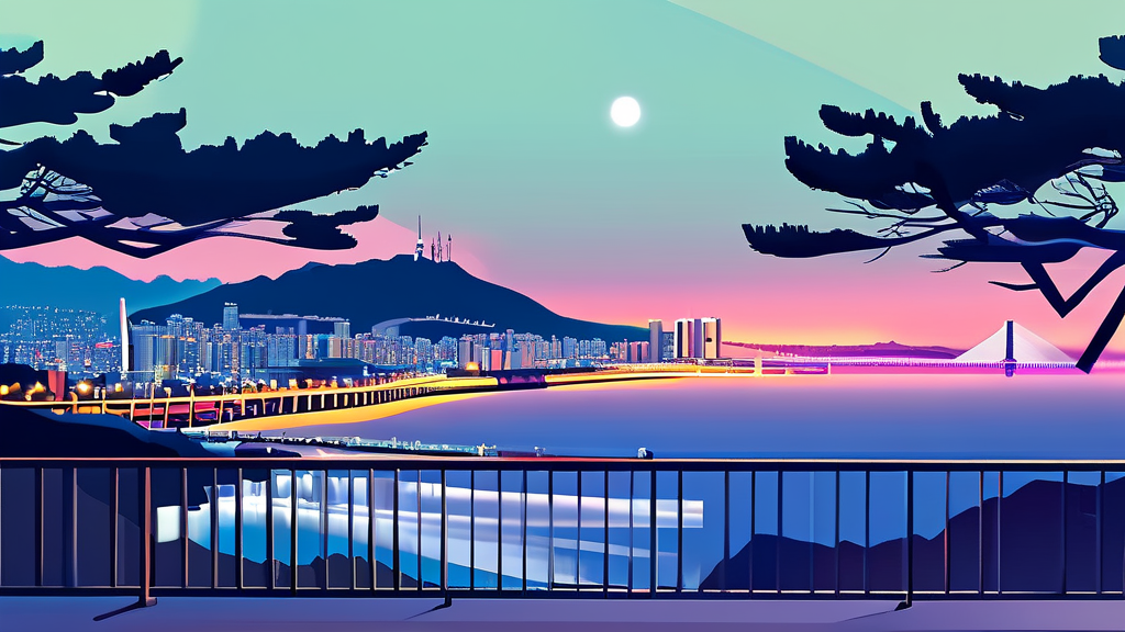 용두산공원: 아름다운 풍경과 휴식 공간 (illustration 스타일)
