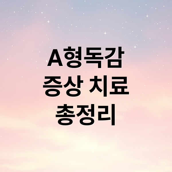 A형독감
증상 치료
총정리 (A형 독감)