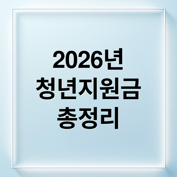 2026년
청년지원금
총정리 (2026 청년지원금)