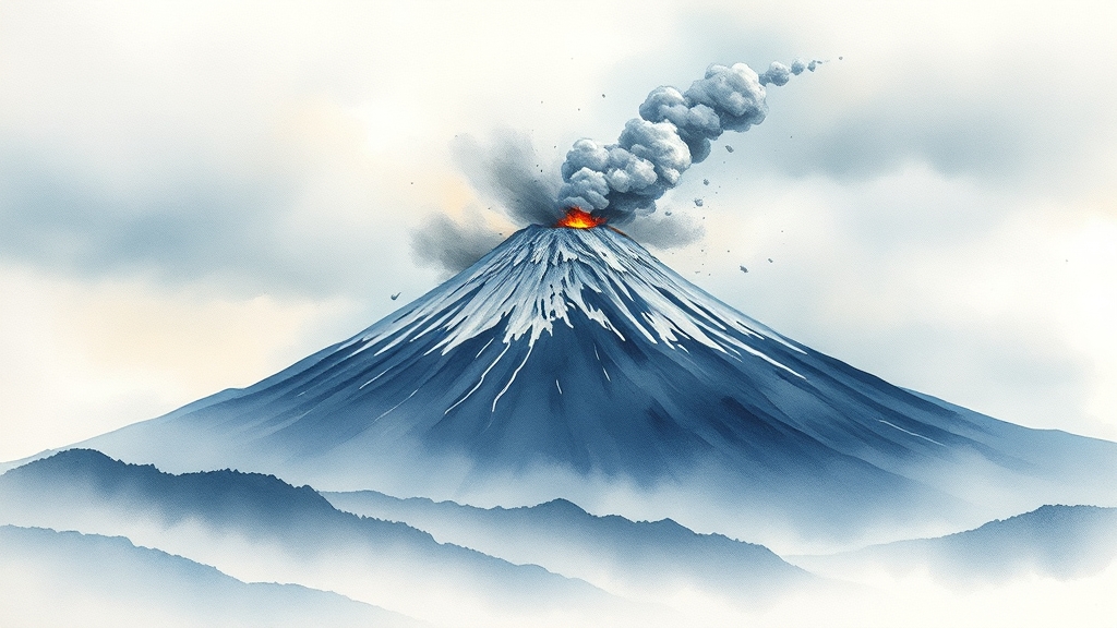 후지산 폭발, 정말 가능할까? (watercolor 스타일)