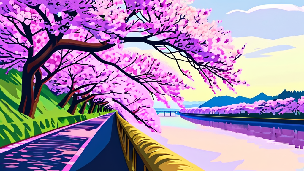 코스 2: 여주 흥천 남한강 벚꽃길의 낭만 (illustration 스타일)
