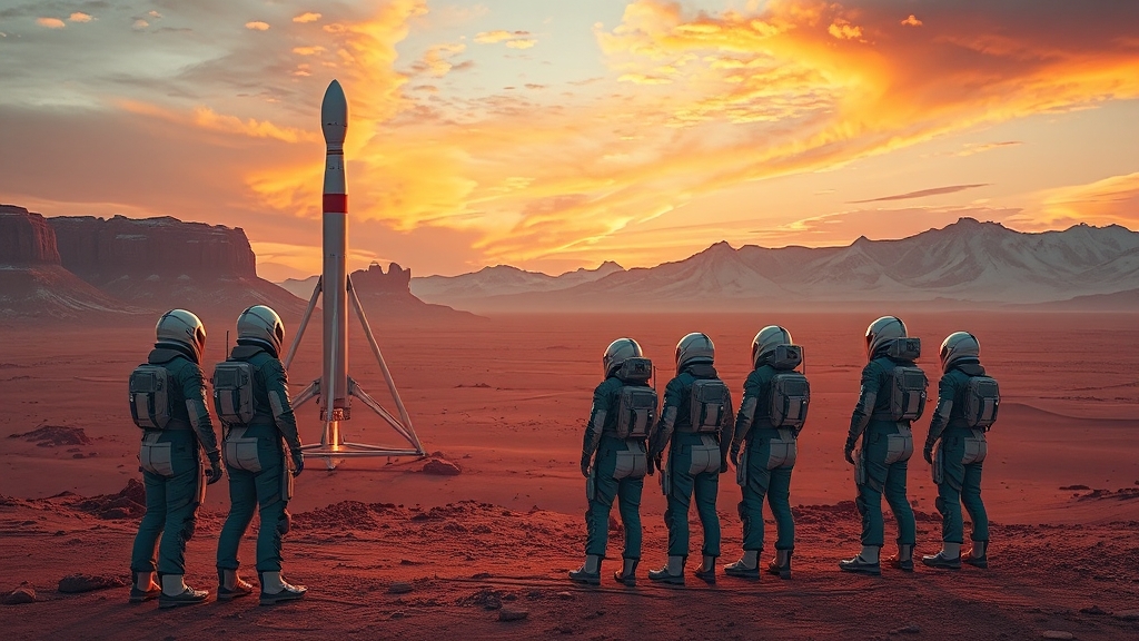 화성 식민지 건설과 우주 탐사 (realistic 스타일)