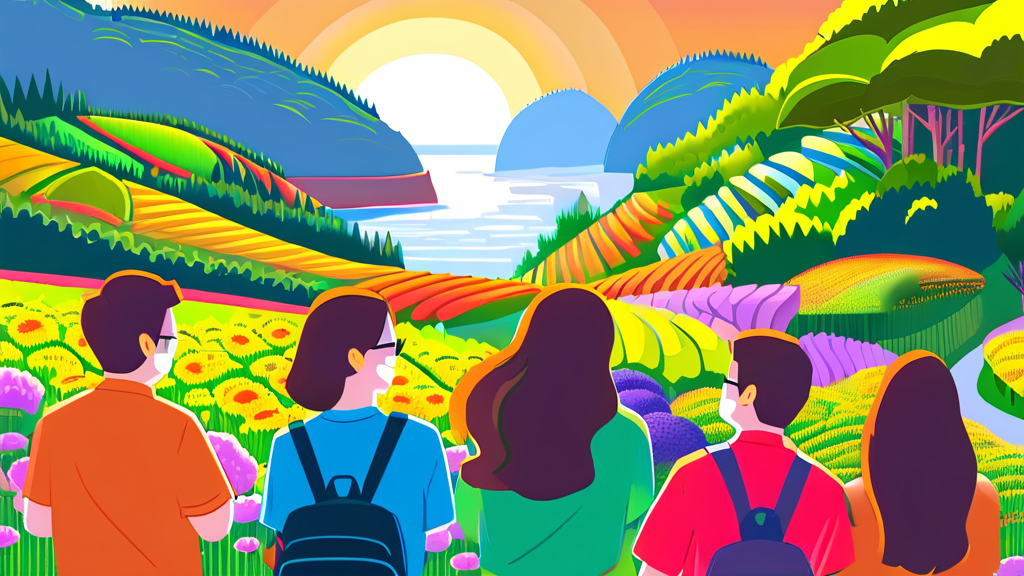 친구, 가족과 함께 떠나는 신나는 섬 여행 (cartoon 스타일)