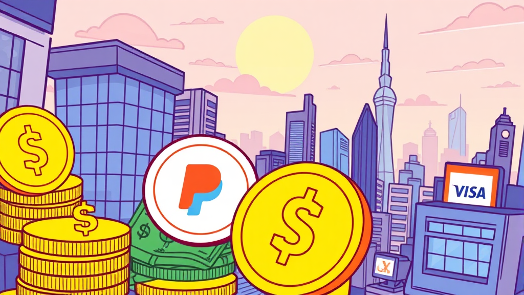 스테이블코인 관련 해외 주식 (cartoon 스타일)