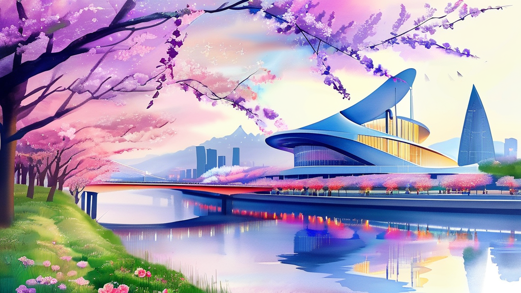 장미 축제를 넘어: 서울의 봄꽃 축제와 연계 즐기기 (watercolor 스타일)