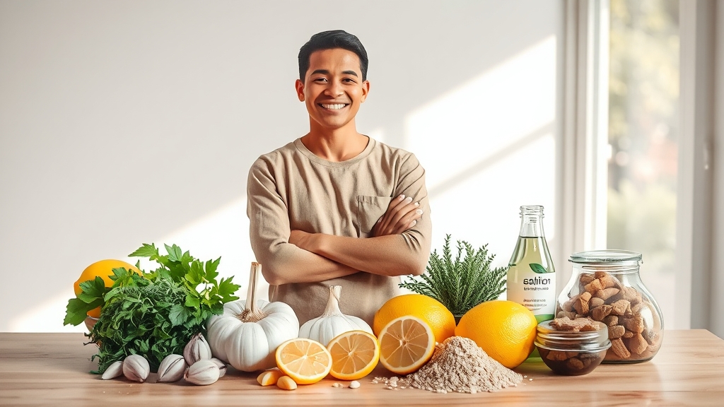 염증 완화에 도움이 되는 영양제 (realistic 스타일)