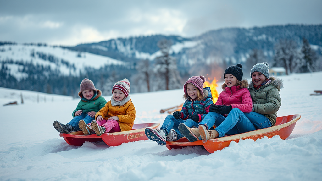 겨울 시즌 체험: 눈썰매, 빙어잡이! (realistic 스타일)