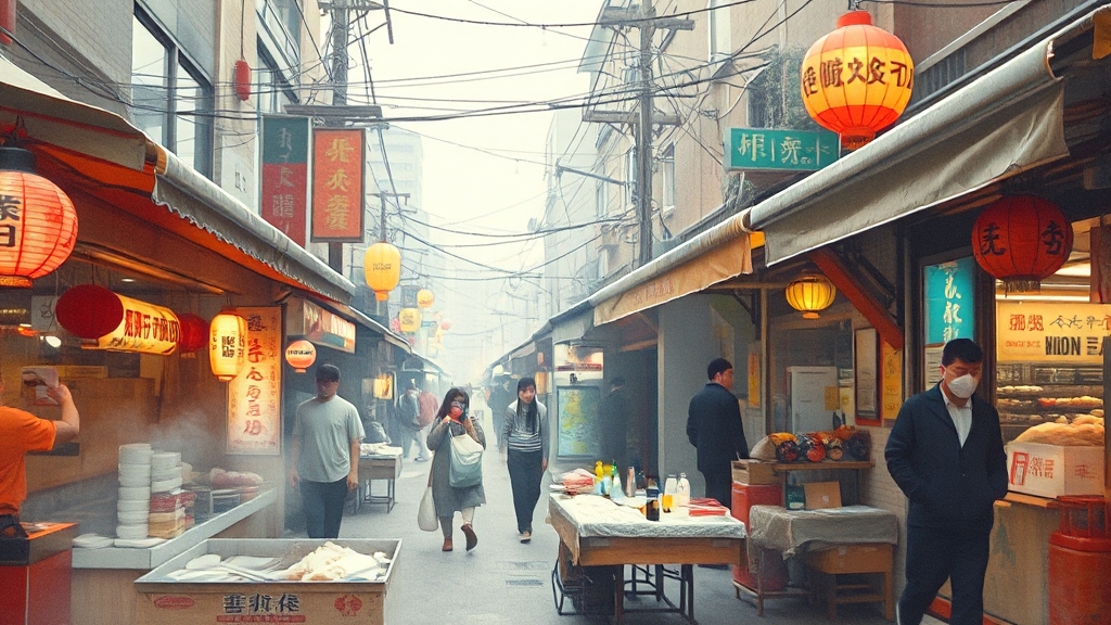 지역별 길거리 음식 명소 (watercolor 스타일)