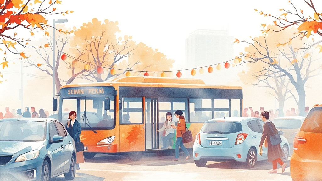 주차 및 교통 정보 (watercolor 스타일)