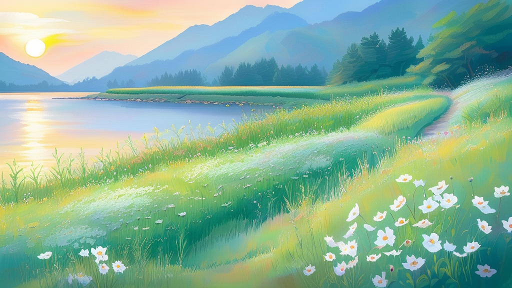 꽃길 너머, 상원곡리 마을의 숨겨진 매력 (watercolor 스타일)