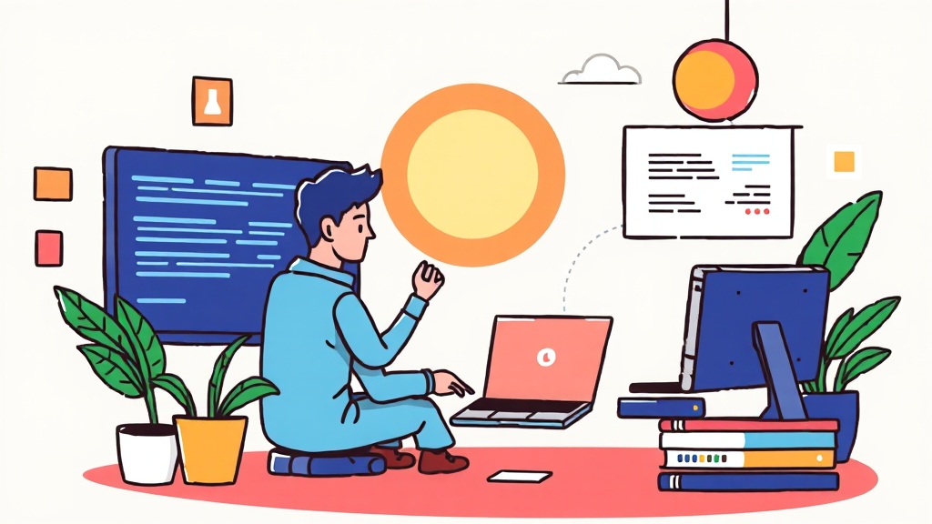 바이브 코딩 활용 분야 (cartoon 스타일)