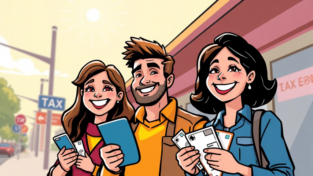 국세 카드납부 수수료 인하 (cartoon 스타일)