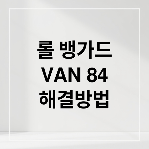 롤 뱅가드
VAN 84
해결방법 (롤 뱅가드 오류)
