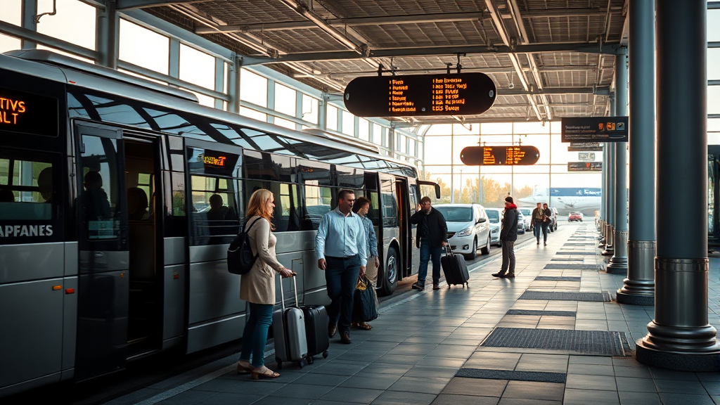 리무진 버스 탑승 장소 안내 (realistic 스타일)