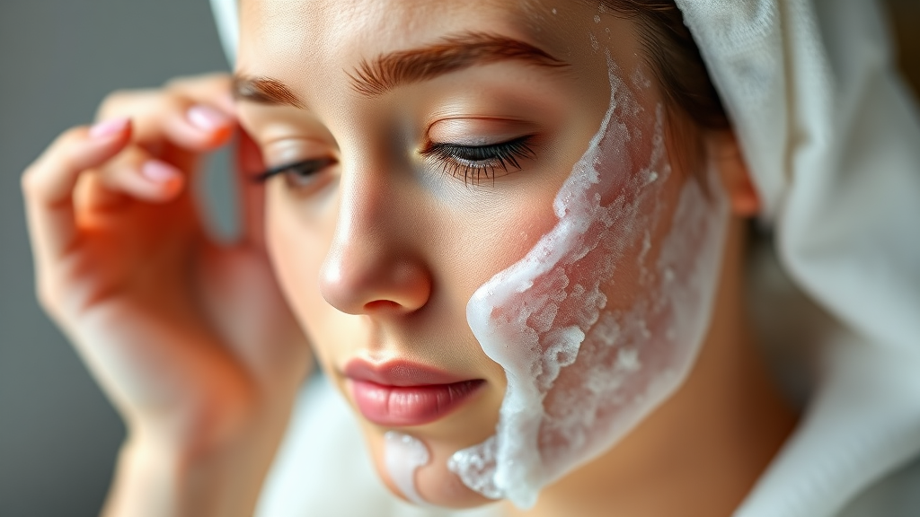 여드름 피부, 깨끗한 시작을 위한 폼클렌징 (realistic 스타일)