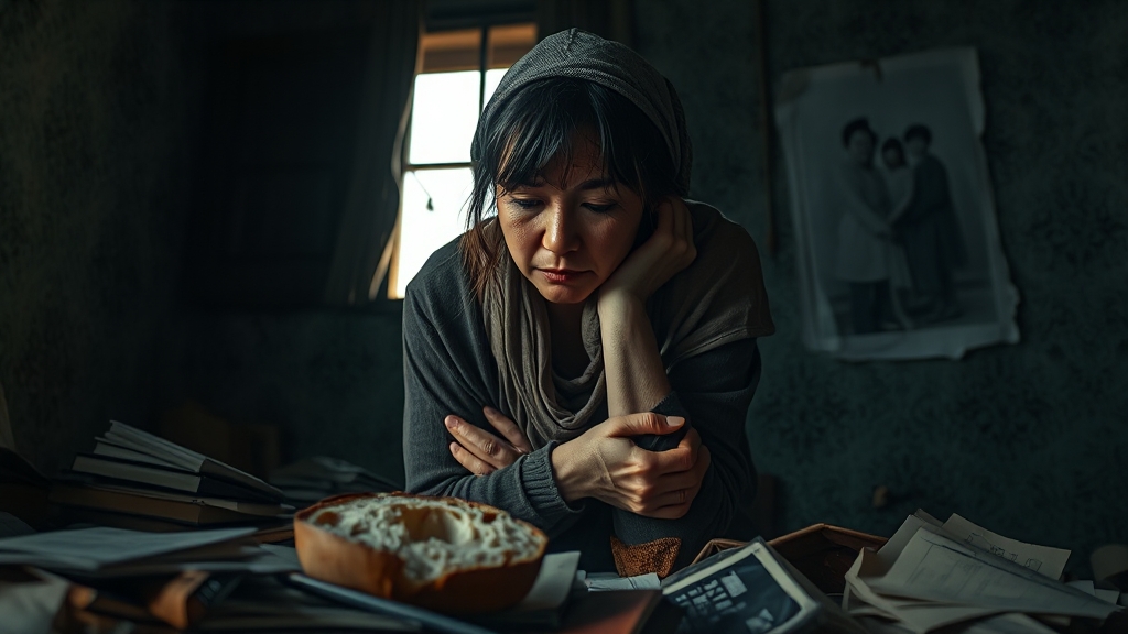 금전적 문제: 어두운 그림자 (realistic 스타일)