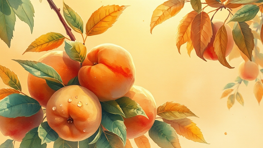 햇사레 복숭아 품종 탐구 (watercolor 스타일)