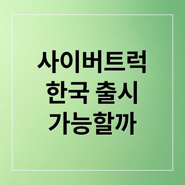 사이버트럭
한국 출시
가능할까 (테슬라 사이버트럭 한국 가격)
